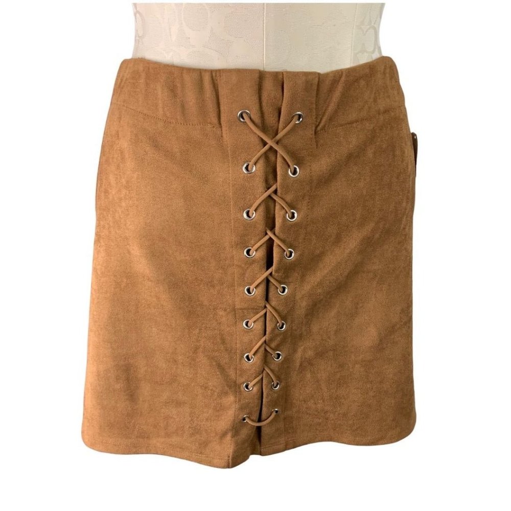 Large Suzette Collection Junior Women's Brown New Microfiber Faux Suede‎ Pull On